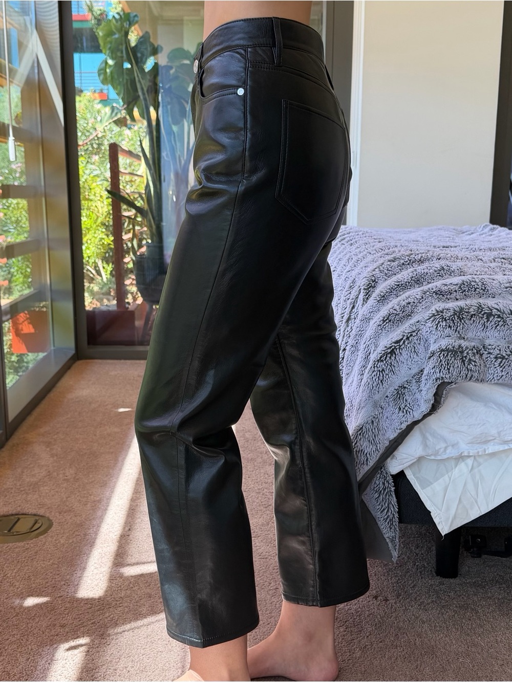 FRAME Denim Black Leather Pants - Picture 2 of 7